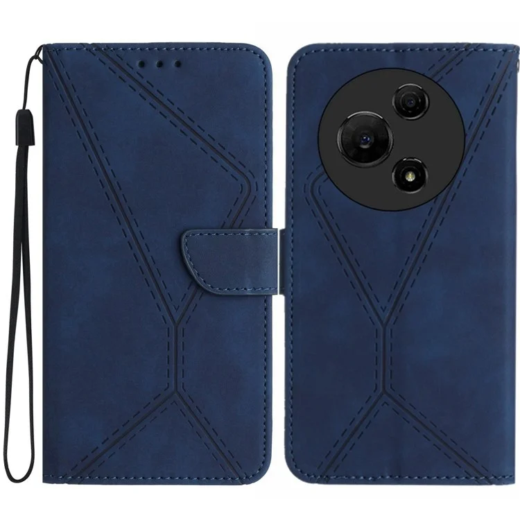 For TCL 60 NxtPaper 4G Case Skin Touch Lines Imprinted PU Leather Flip Phone Cover - Blue
