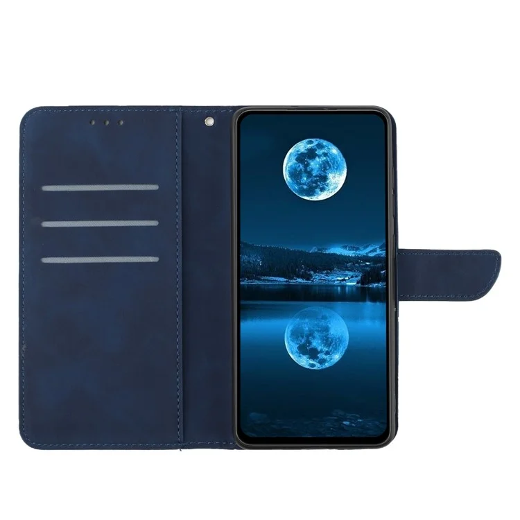 For TCL 60 NxtPaper 4G Case Skin Touch Lines Imprinted PU Leather Flip Phone Cover - Blue