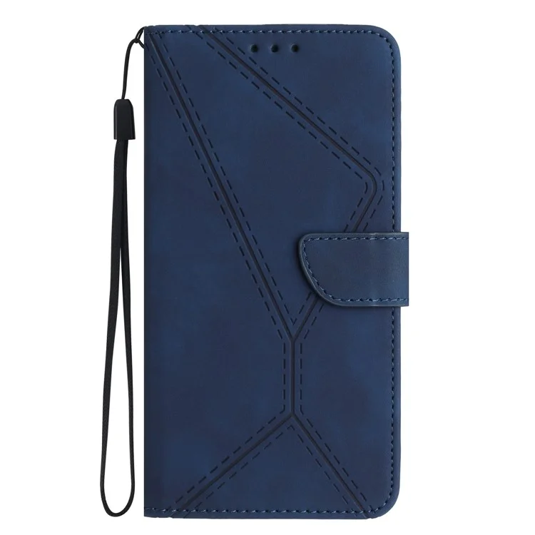 For TCL 60 NxtPaper 4G Case Skin Touch Lines Imprinted PU Leather Flip Phone Cover - Blue