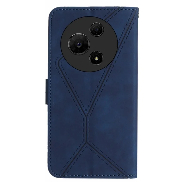 For TCL 60 NxtPaper 4G Case Skin Touch Lines Imprinted PU Leather Flip Phone Cover - Blue