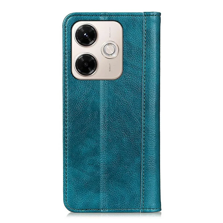 For Xiaomi Redmi 13x 4G Stand Case Split Leather Litchi Texture Wallet Phone Cover - Green