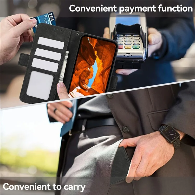 ABEEL For Xiaomi Redmi 13x 4G Case PU Leather Folio Stand View RFID Blocking Phone Cover - Black