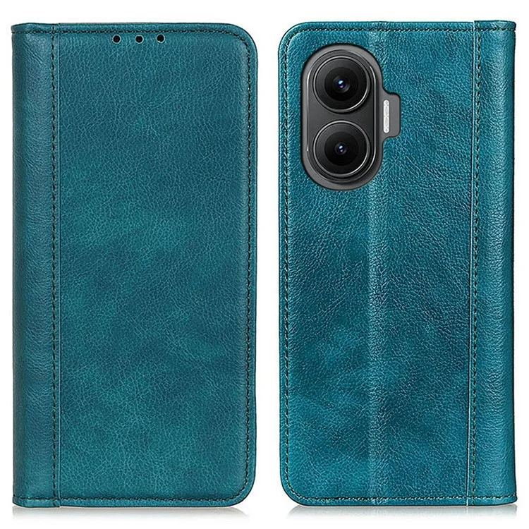 Funda tipo cartera de cuero con textura de lichi para Xiaomi Redmi Turbo 4 Pro 5G / Poco F7 5G, con soporte - Verde