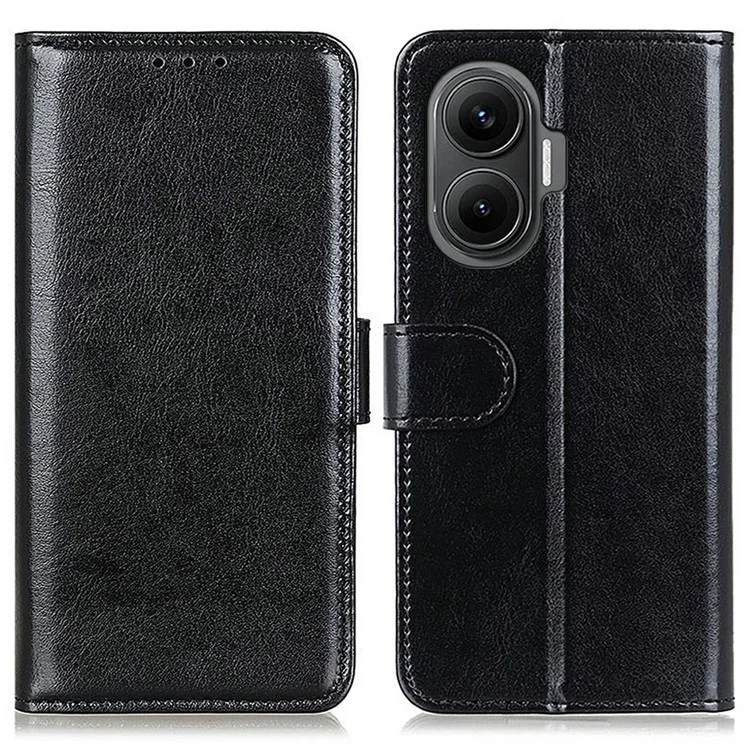 Per Xiaomi Redmi Turbo 4 Pro 5G / Poco F7 5G Cover in Pelle Effetto Cavallino con Supporto Telefono - Nero