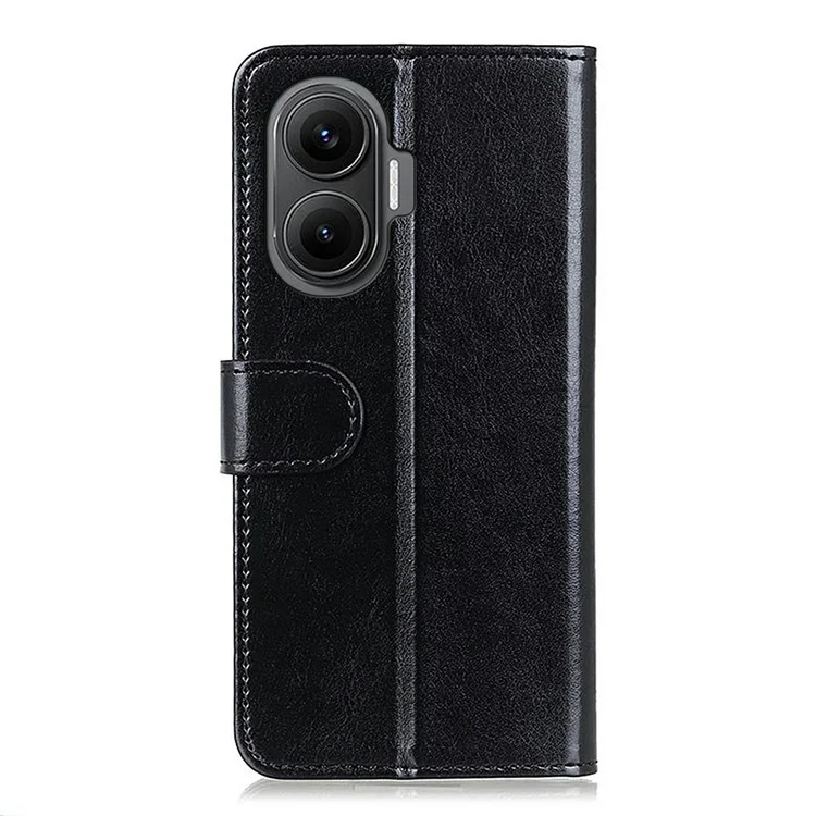Per Xiaomi Redmi Turbo 4 Pro 5G / Poco F7 5G Cover in Pelle Effetto Cavallino con Supporto Telefono - Nero