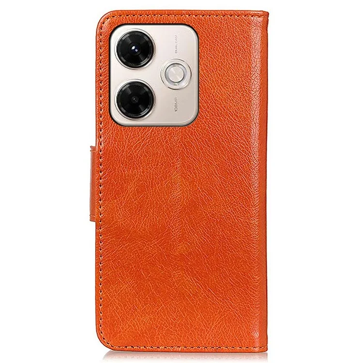 For Xiaomi Redmi 13x 4G Case Nappa Texture Split Leather Wallet Phone Cover - Orange