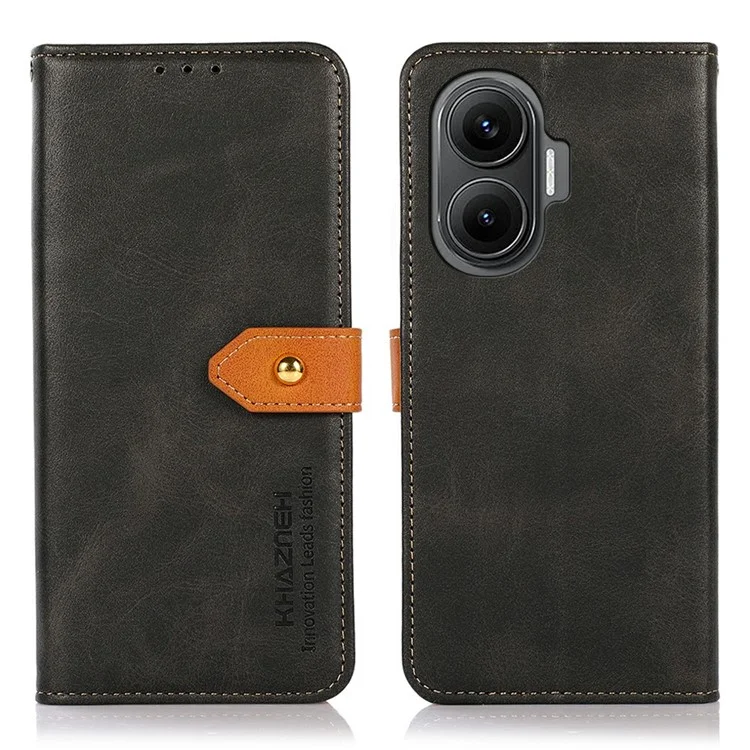 KHAZNEH For Xiaomi Redmi Turbo 4 Pro 5G  /  Poco F7 5G Wallet Phone Case Stand Leather Flip Cover - Black