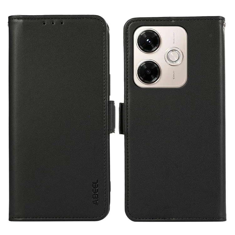ABEEL For Xiaomi Redmi 13x 4G Case Leather Phone Cover with RFID Blocking Wallet - Black