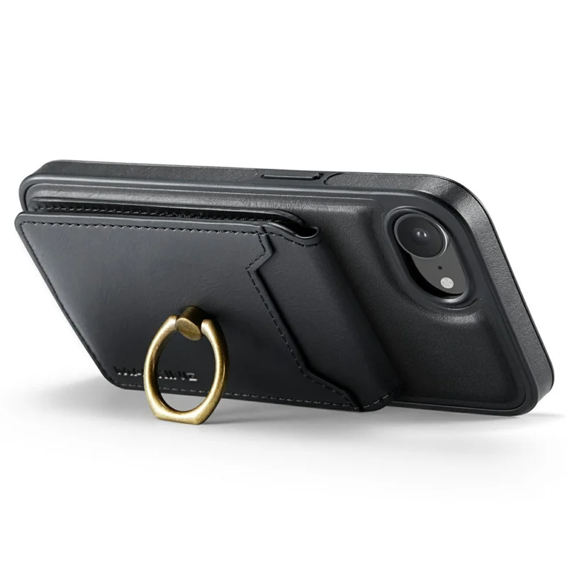 MAGKING K1 Series For iPhone 17e / 16e Magnetic Case PC + TPU + PU Phone Cover with Card Holder - Black