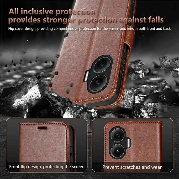 AZNS Per Xiaomi Redmi Turbo 4 Pro 5G / Poco F7 5G Cover Custodia in pelle PU antiscivolo Portafoglio Protezione dello schermo - Marrone