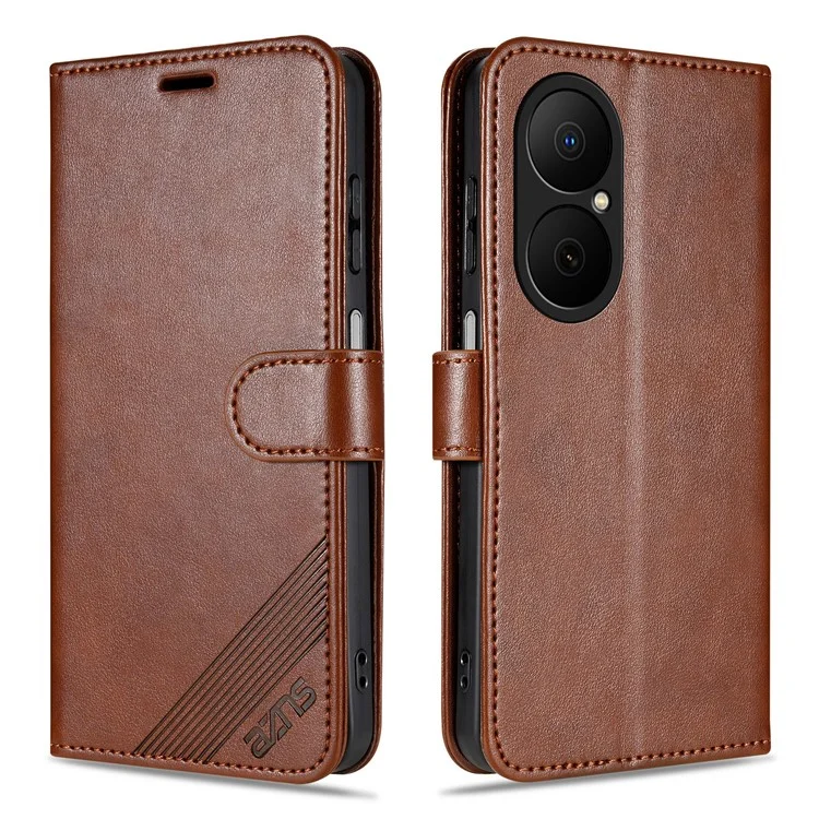 AZNS For Huawei Enjoy 80 Case Anti-Scratch PU Leather Stand Wallet Phone Cover - Brown
