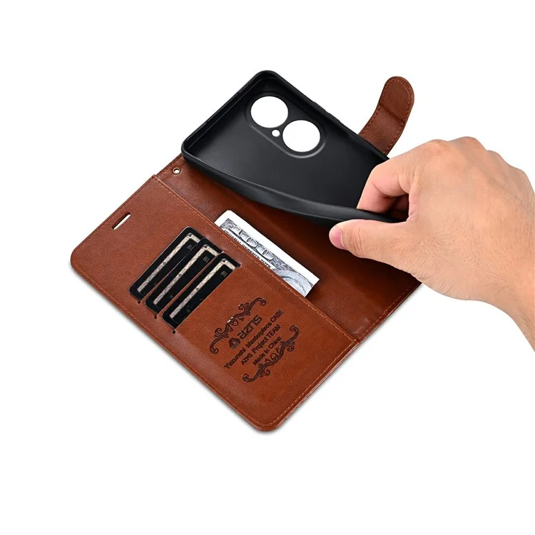 AZNS For Huawei Enjoy 80 Case Anti-Scratch PU Leather Stand Wallet Phone Cover - Brown
