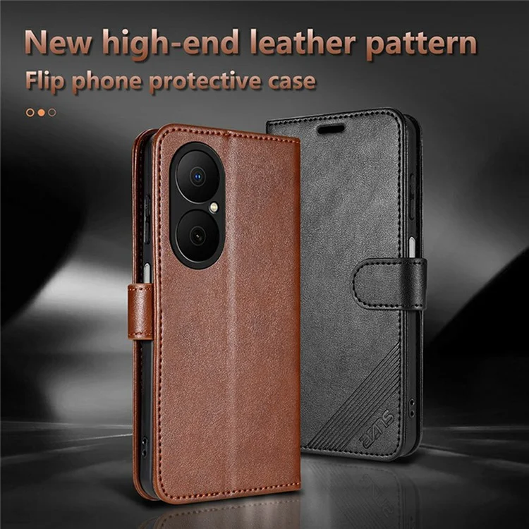 AZNS For Huawei Enjoy 80 Case Anti-Scratch PU Leather Stand Wallet Phone Cover - Brown