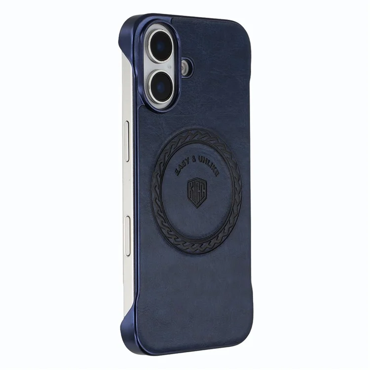 KIGC For iPhone 16 Magnetic Case Electroplating PC + PU Phone Back Cover - Blue