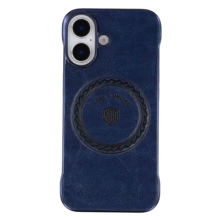 KIGC For iPhone 16 Magnetic Case Electroplating PC + PU Phone Back Cover - Blue