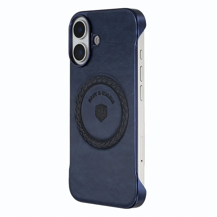 KIGC For iPhone 16 Magnetic Case Electroplating PC + PU Phone Back Cover - Blue