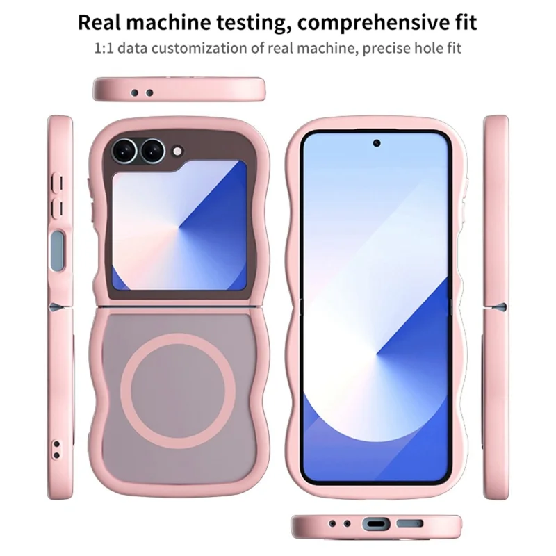 Phone Case for Samsung Galaxy Z Flip7 FE 5G / Z Flip6 5G / Flip5 5G Compatible with MagSafe TPU + PC Back Cover Skin Touch Wave Shape - Grey