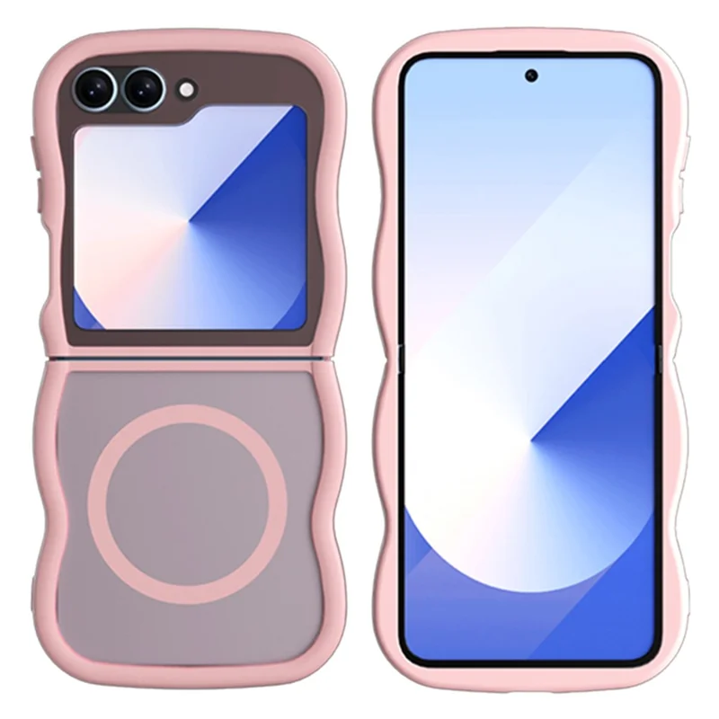 Phone Case for Samsung Galaxy Z Flip7 FE 5G / Z Flip6 5G / Flip5 5G Compatible with MagSafe TPU + PC Back Cover Skin Touch Wave Shape - Grey