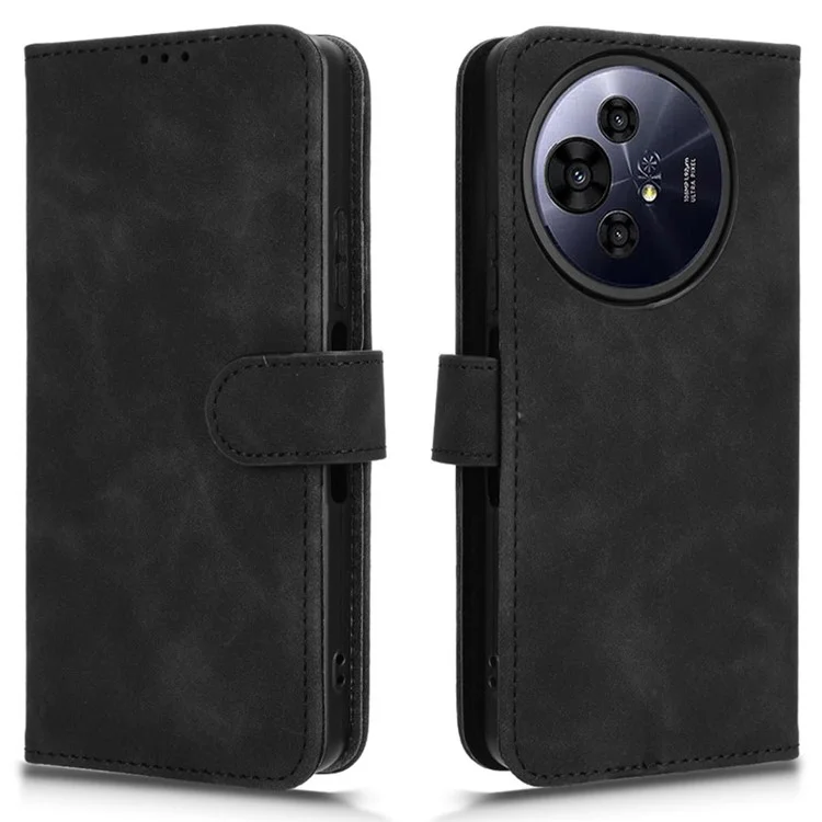 TCL 60 XE Lederetui Hautgefühl Stoßfest Wallet Flip Handyhülle - Schwarz