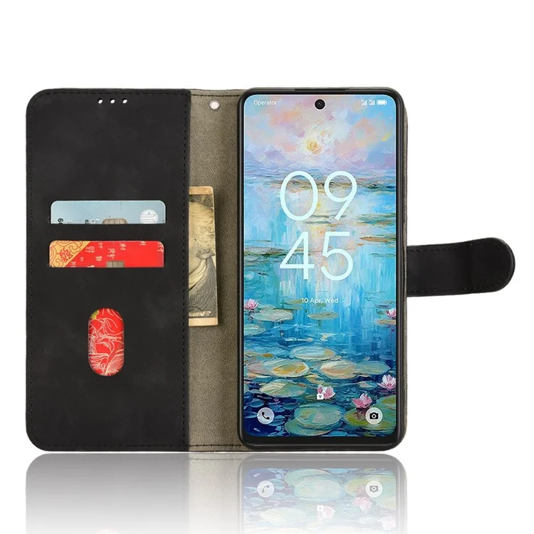 TCL 60 XE Lederetui Hautgefühl Stoßfest Wallet Flip Handyhülle - Schwarz