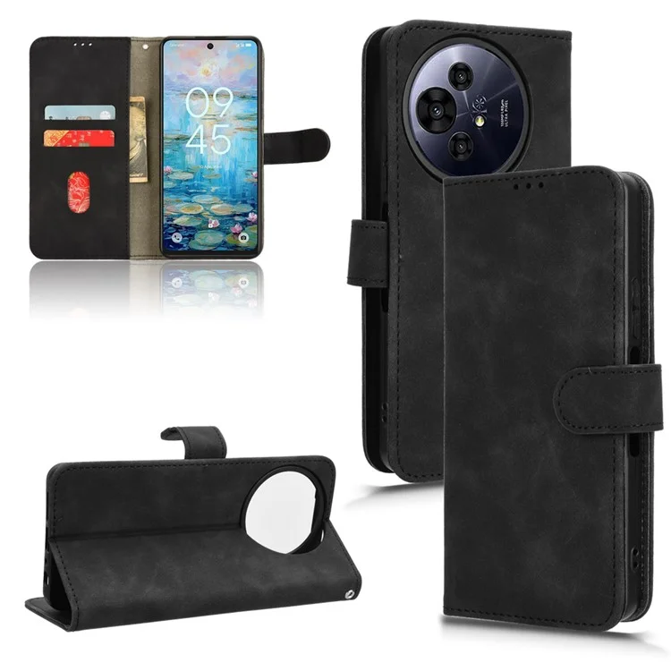 TCL 60 XE Lederetui Hautgefühl Stoßfest Wallet Flip Handyhülle - Schwarz