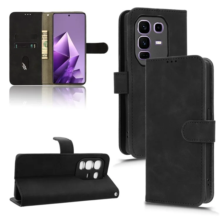 Per Infinix Note 50 Pro+ 5G Custodia in Pelle Effetto Morbido Antiurto Portafoglio Flip Cover Telefono - Nero