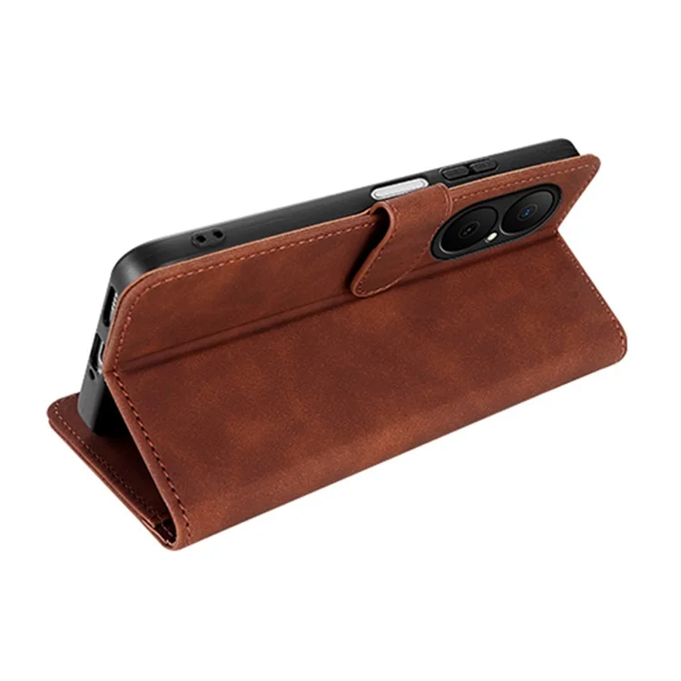AZNS For Huawei Enjoy 80 Case PU Leather Wallet Phone Cover - Brown