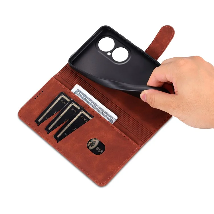 AZNS For Huawei Enjoy 80 Case PU Leather Wallet Phone Cover - Brown