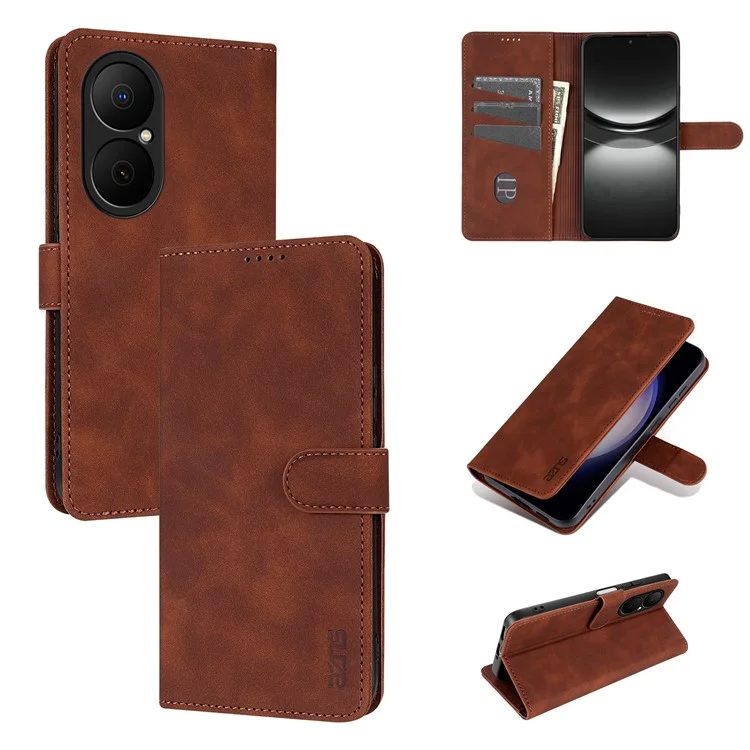 AZNS For Huawei Enjoy 80 Case PU Leather Wallet Phone Cover - Brown