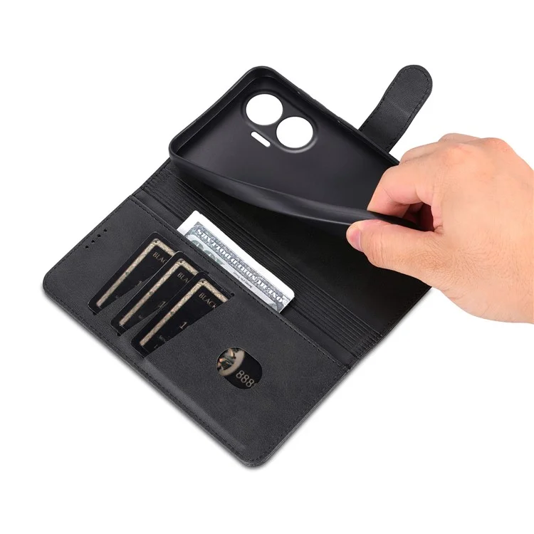 AZNS For Xiaomi Redmi Turbo 4 Pro 5G  /  Poco F7 5G Case PU Leather Wallet Phone Cover - Black