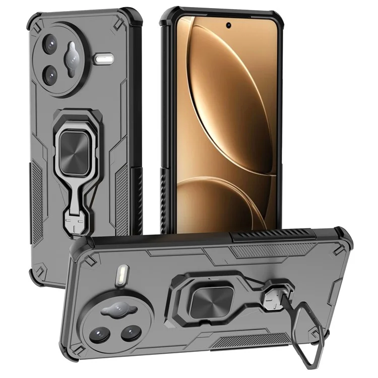 For Xiaomi Redmi K80 Pro 5G / Poco F7 Ultra 5G Case Rotatable Ring Kickstand PC + TPU Shockproof Phone Cover - Black