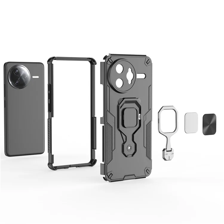 For Xiaomi Redmi K80 Pro 5G / Poco F7 Ultra 5G Case Rotatable Ring Kickstand PC + TPU Shockproof Phone Cover - Black