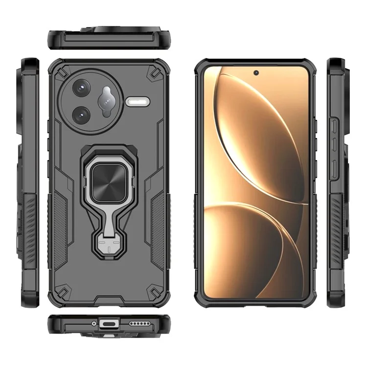 For Xiaomi Redmi K80 Pro 5G / Poco F7 Ultra 5G Case Rotatable Ring Kickstand PC + TPU Shockproof Phone Cover - Black