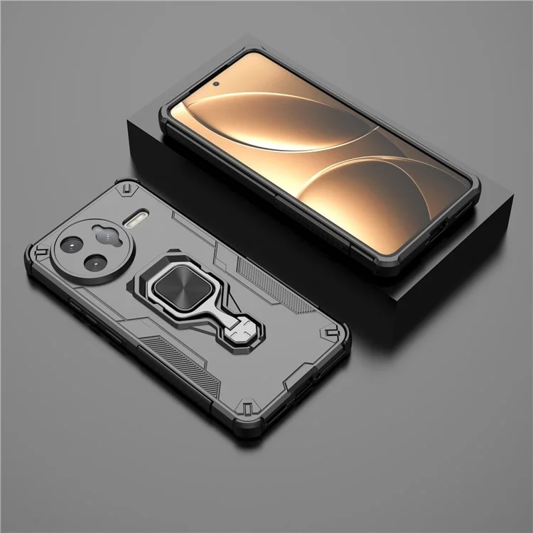 For Xiaomi Redmi K80 Pro 5G / Poco F7 Ultra 5G Case Rotatable Ring Kickstand PC + TPU Shockproof Phone Cover - Black