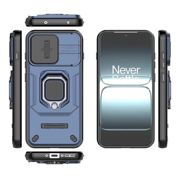 Funda para OnePlus 13T 5G PC + TPU con soporte Protector de teléfono con tapa para lente - Azul