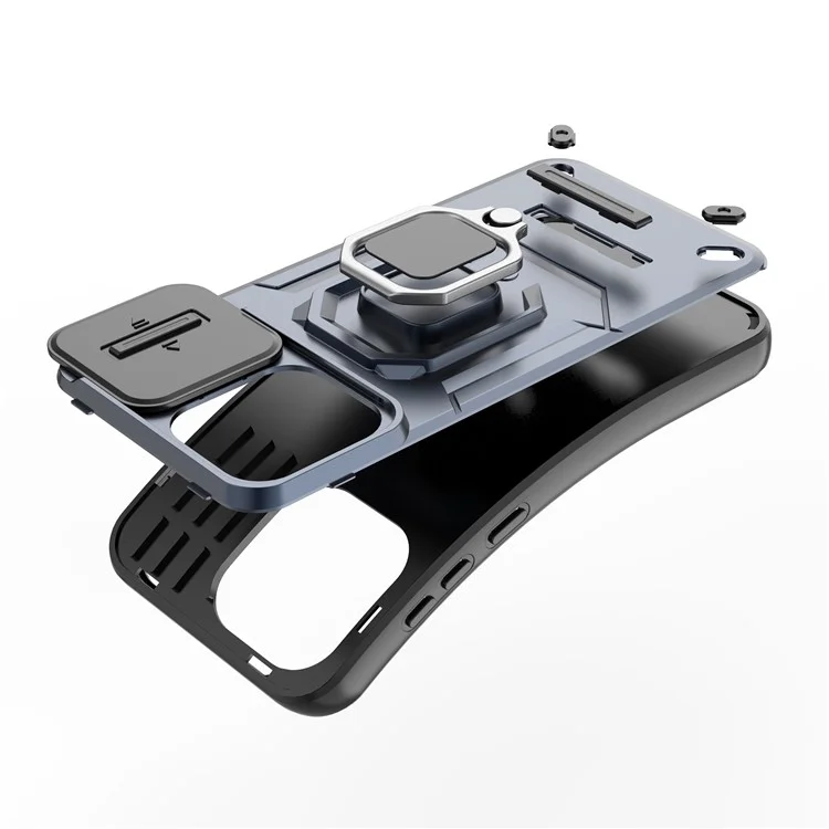 Funda para OnePlus 13T 5G PC + TPU con soporte Protector de teléfono con tapa para lente - Azul