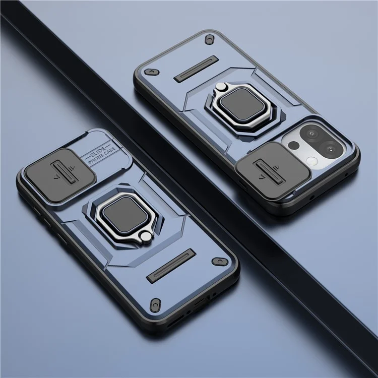 Funda para OnePlus 13T 5G PC + TPU con soporte Protector de teléfono con tapa para lente - Azul