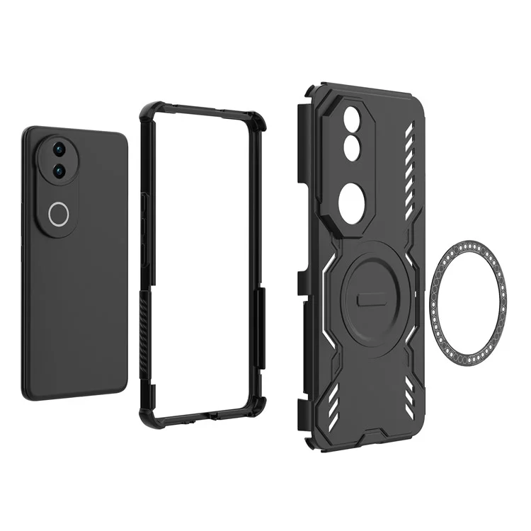 For vivo V50 5G Magnetic Case Butterfly Armor Hollow Heat Dissipation PC + TPU Phone Cover - Green