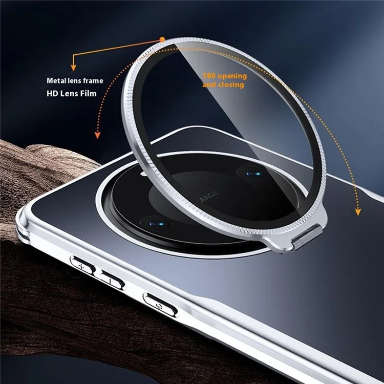 For Huawei Mate 60 Phone Case Shockproof TPU PC Back Cover with Lens Kickstand - Black
