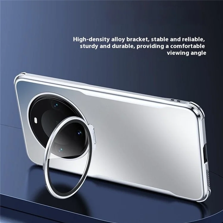 For Huawei Mate 60 Phone Case Shockproof TPU PC Back Cover with Lens Kickstand - Black