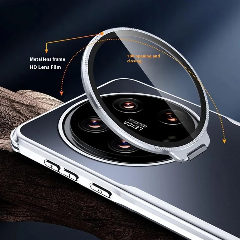 For Xiaomi 14 Ultra Phone Case Shockproof TPU PC Back Cover with Lens Kickstand - Black