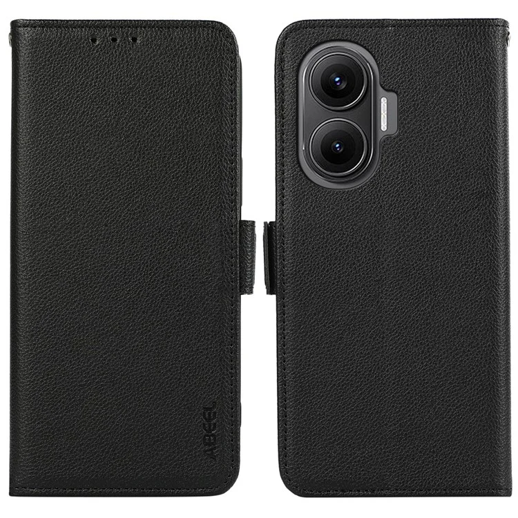 ABEEL Para Xiaomi Redmi Turbo 4 Pro 5G / Poco F7 5G Funda Textura de Imitación de Cuero RFID Bloqueo de Teléfono - Negro