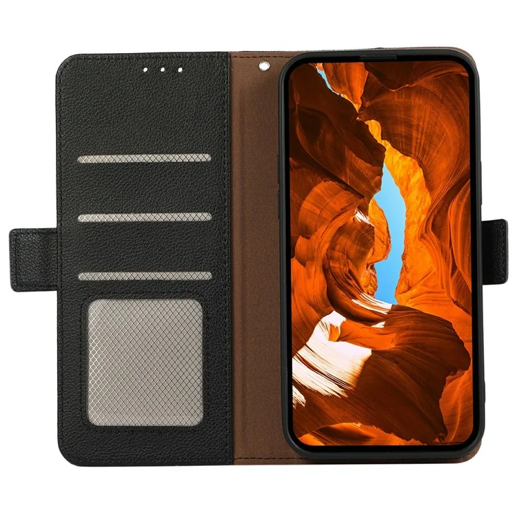 ABEEL Para Xiaomi Redmi Turbo 4 Pro 5G / Poco F7 5G Funda Textura de Imitación de Cuero RFID Bloqueo de Teléfono - Negro