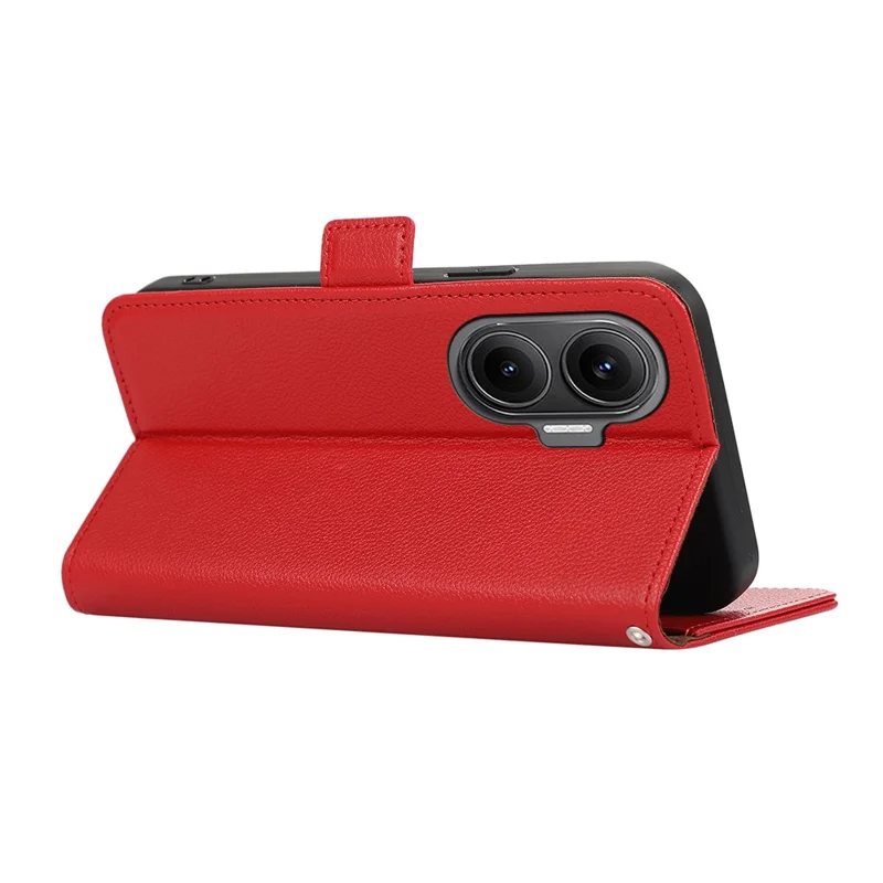 ABEEL For Xiaomi Redmi Turbo 4 Pro 5G  /  Poco F7 5G Case Litchi Texture Leather RFID Blocking Phone Cover - Red