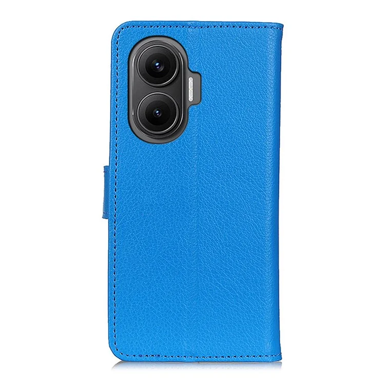Funda tipo cartera para Xiaomi Redmi Turbo 4 Pro 5G / Poco F7 5G, de cuero sintético con textura de piel de lichi - Azul