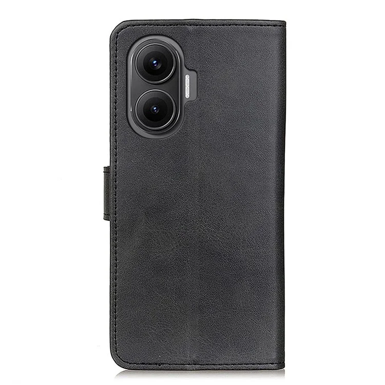 Funda de cuero auténtico con textura de piel de vaca para Xiaomi Redmi Turbo 4 Pro 5G / Poco F7 5G - Cartera con soporte para teléfono - Negro