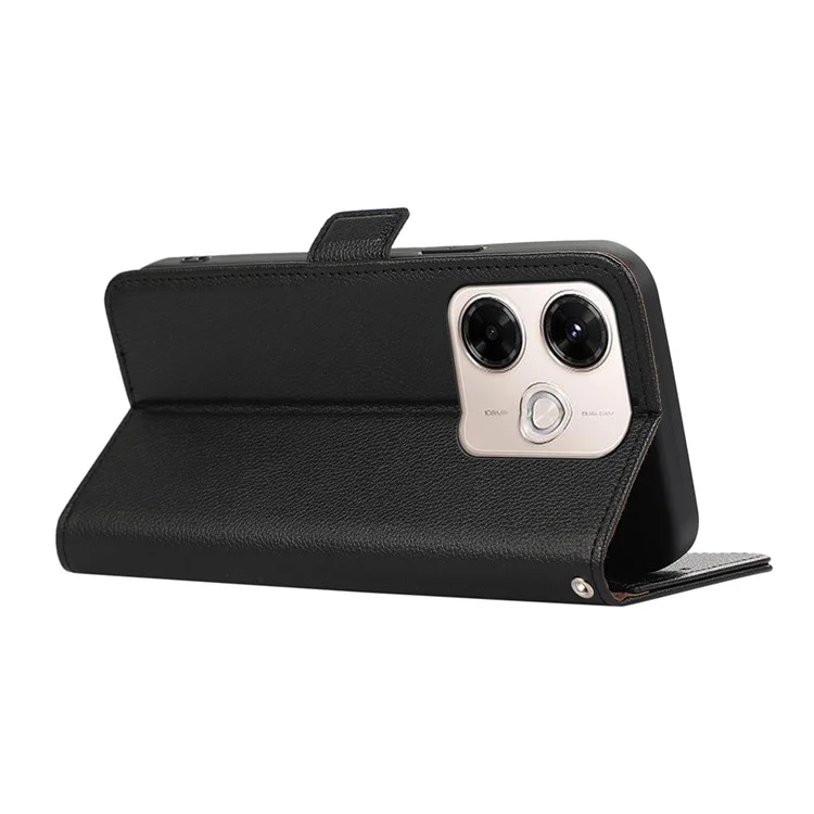 Capa ABEEL para Xiaomi Redmi 13x 4G com Textura de Couro Estilo Lichia, Bloqueio RFID - Preto