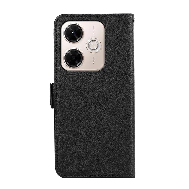 Capa ABEEL para Xiaomi Redmi 13x 4G com Textura de Couro Estilo Lichia, Bloqueio RFID - Preto