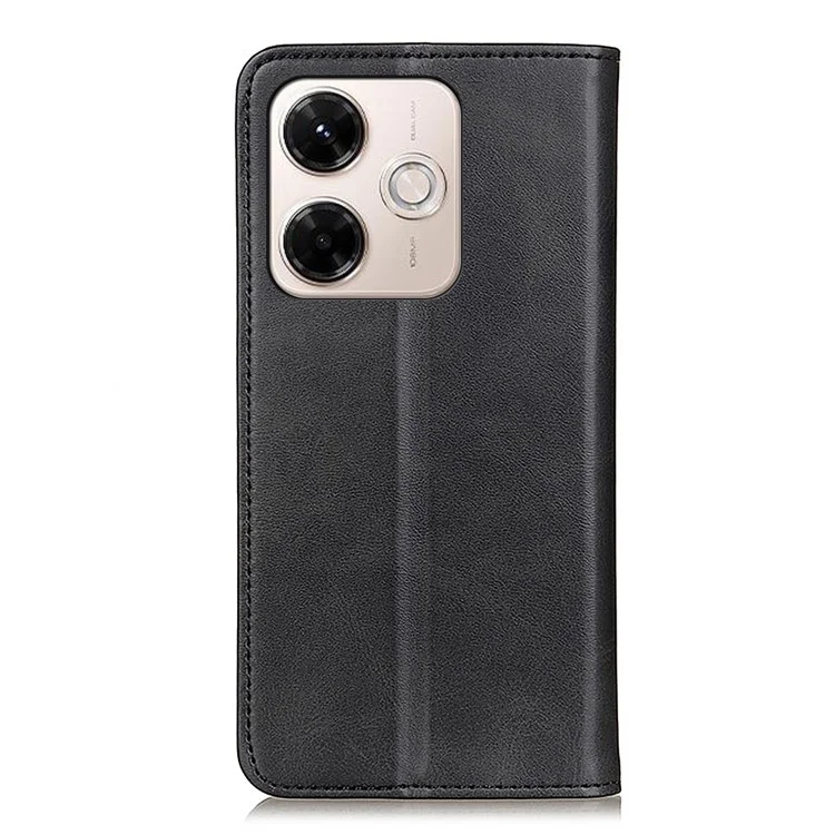 Capa de Couro Dividido para Xiaomi Redmi 13x 4G com Carteira Flip - Preto