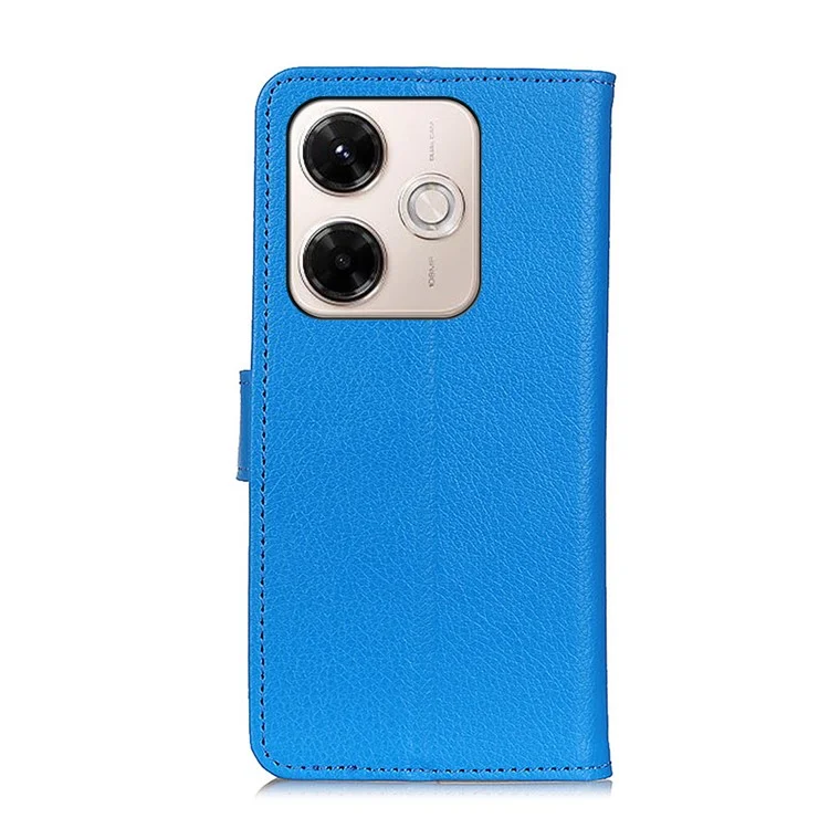 Para Xiaomi Redmi 13x 4G Capa Carteira de Couro Sintético para Celular com Textura de Couro de Lichia - Azul